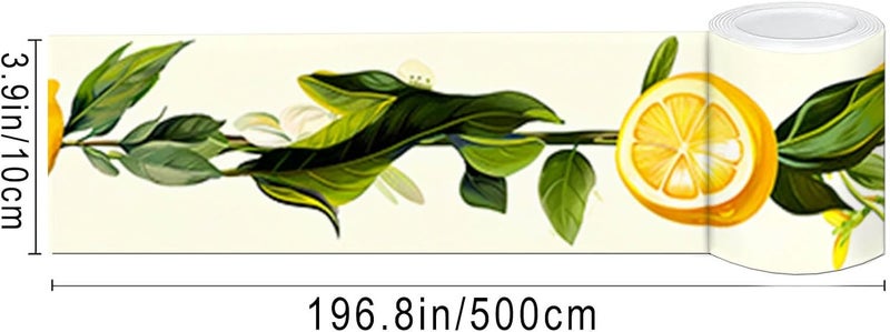 IVN Wallpaper Border Peel and Stick Wall Lemon Floral Decorative Wall Trim Self Adhesive Border for Walls Mirror Frame Accent Strip for Bedroom Kitchen LivingRoom Fresh Design 4x196 Inch - Image 3
